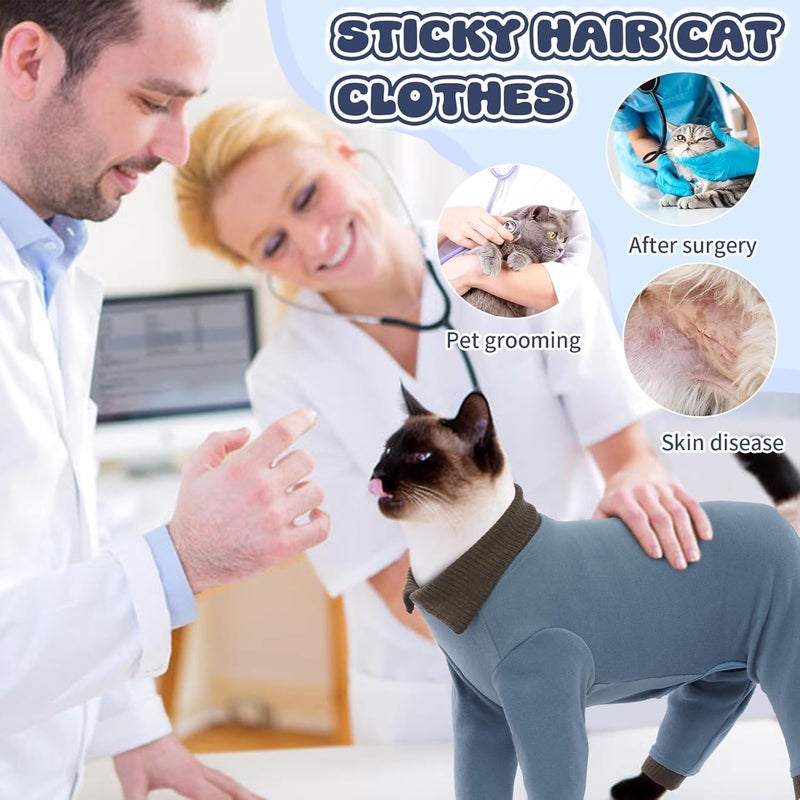 T'CHAQUE Sticky Hair Cat Clothes, Professional Recovery Suit for Cats, Anti-Shedding Shirt Outfit, Soft Pajamas for Kittens, Post-Surgery Onesie for Male & Female Cats, Fuchsia,Small - Image 4